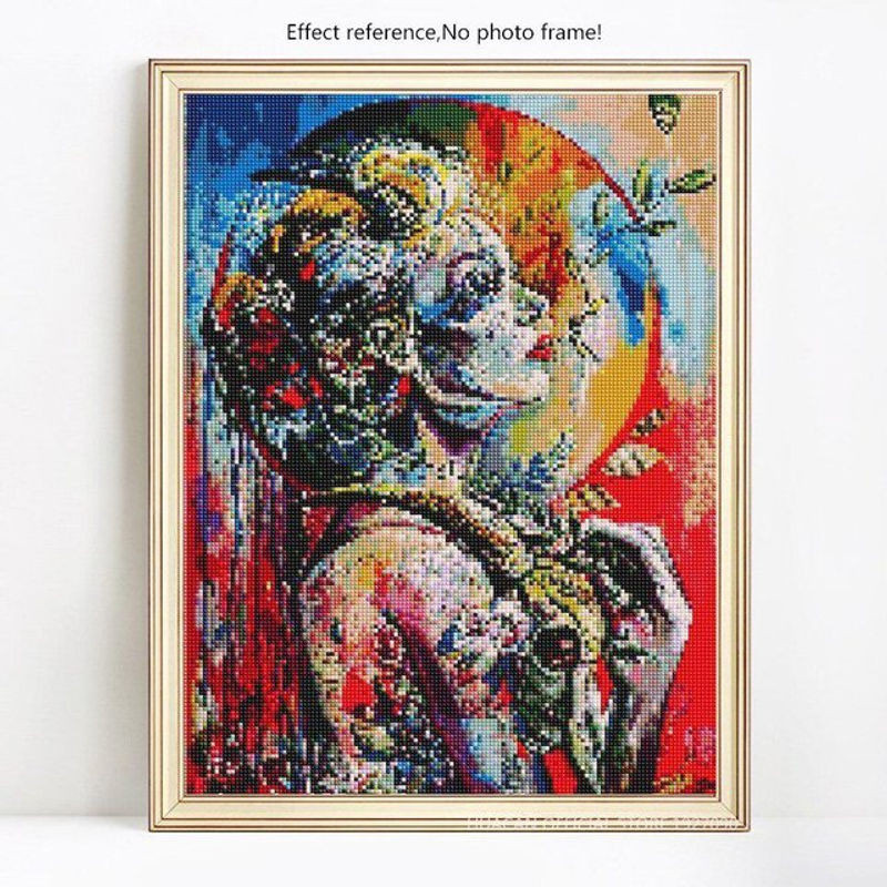 FIYO Diamond Painting Set Mädchen Porträt mit runden Steinen, mehrfarbig, B/H: 20 x 30 cm - Bild 1