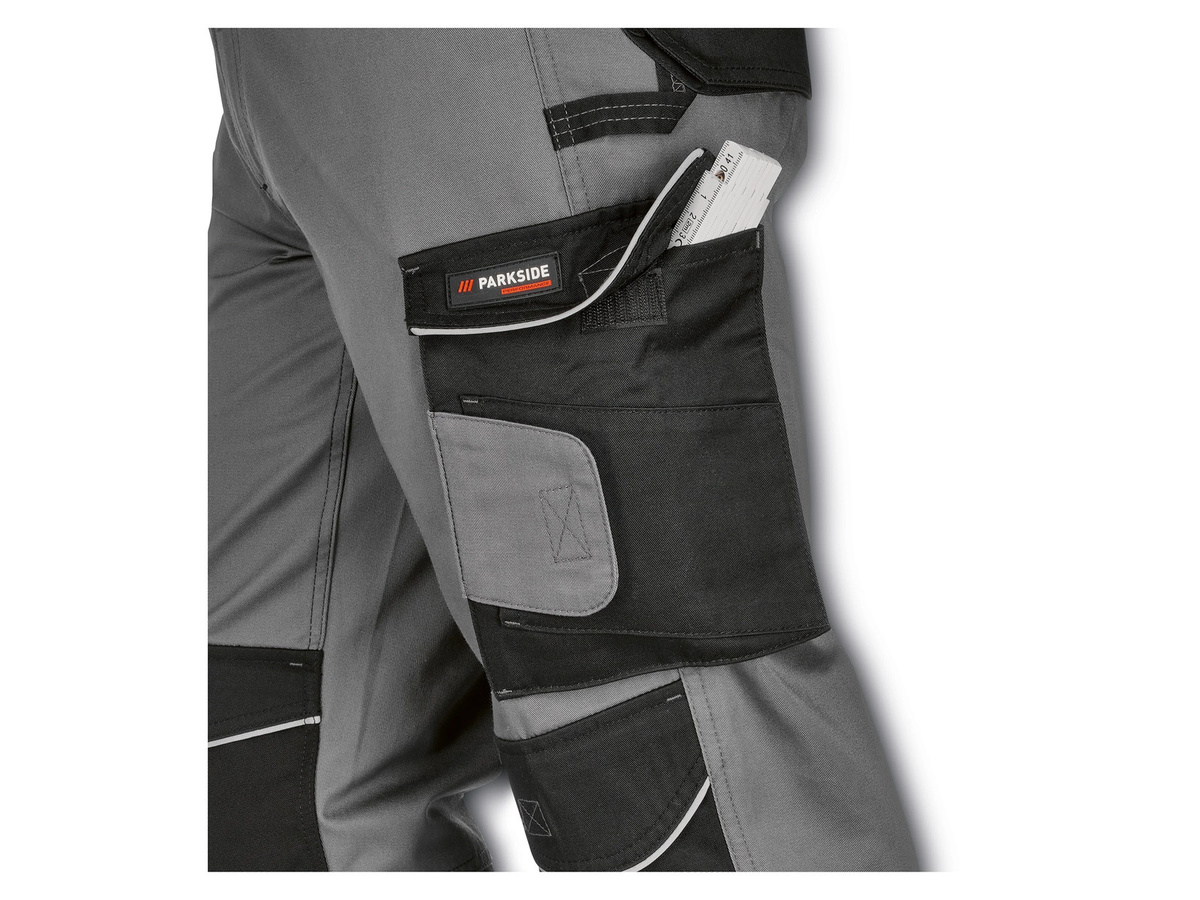 PARKSIDE PERFORMANCE Herren Arbeitsbundhose aus Poly-Cotton in Grau mit Reflexstreifen - Bild 2
