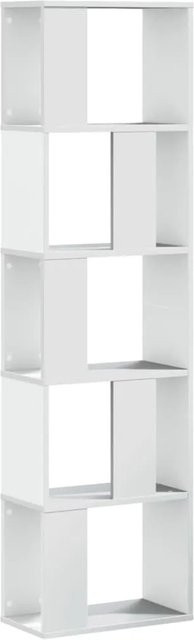 vidaXL Bücherregal mit 5 Böden in Weiß, modern und wandmontierbar, B/T/H: 45 x 23,5 x 162,5 cm - Bild 1