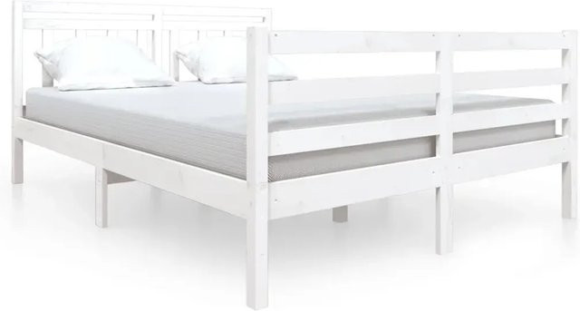 vidaXL Massivholzbett aus Kiefer in Weiß, B/T/H: 140 x 190 x 146 cm - Bild 1