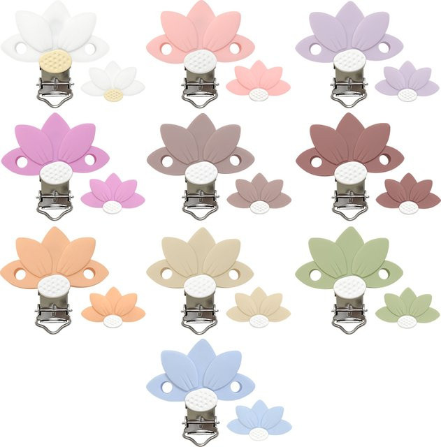Lcmombay Silikon Beißperlen in Blumenform als DIY-Zubehör für Schnullerclips, Mehrfarbig - Bild 1