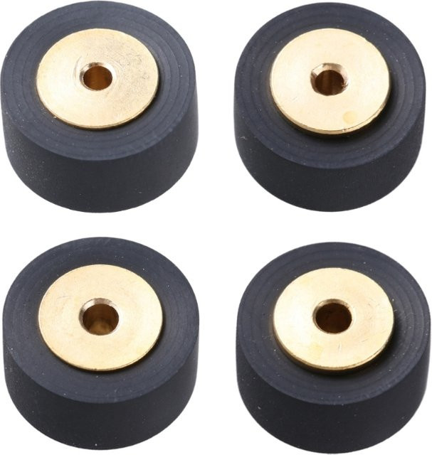 Tonbandgerät Ersatzteil Set mit Andruckrolle, Kassettenrad und Riemenscheibe in Schwarz, Maße: 13,5 x 7 x 6,5 mm und 13,5 x 8 x 6,5 mm - Bild 1