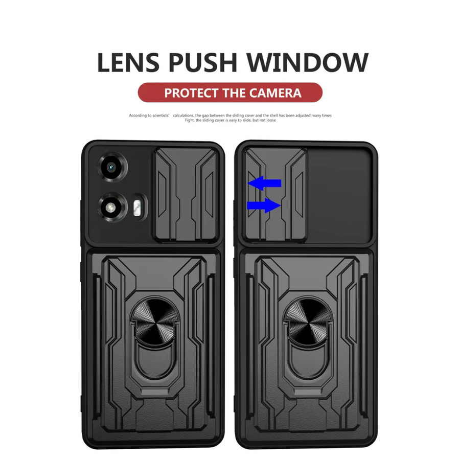 Stoßfeste Rüstung Slide Schutzhülle mit Kartenfach für Motorola Moto Edge 60 Fusion 50 Pro Neo E22 G04 G04s G24 G54 G84 G85 in Schwarz und Blau - Bild 4