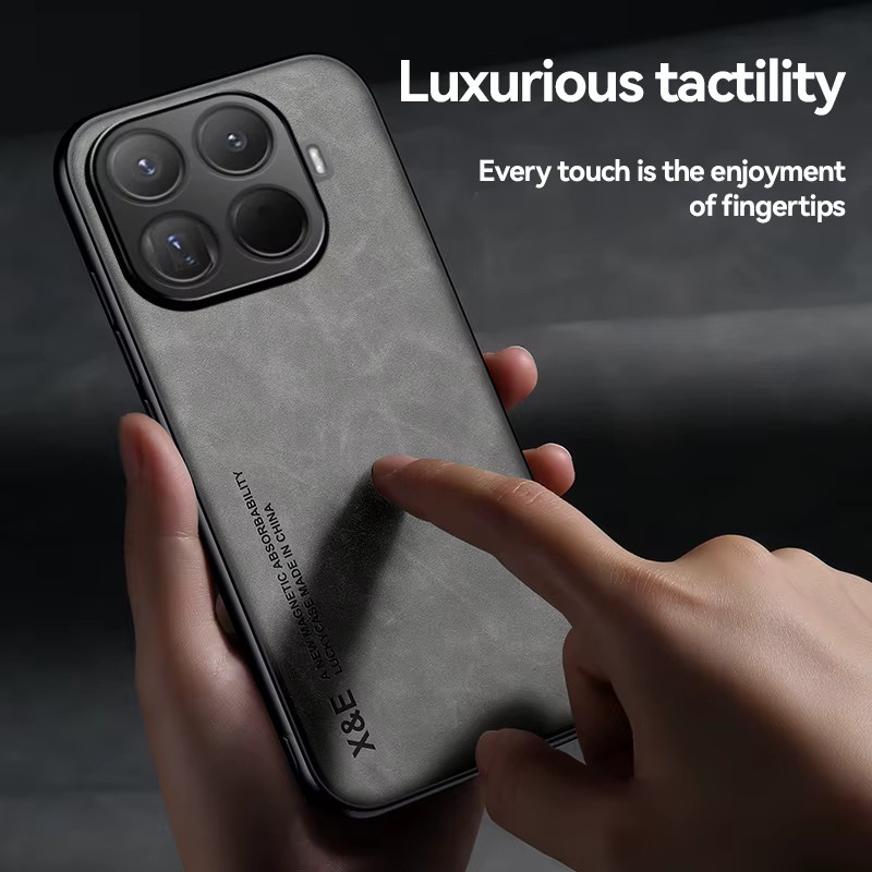 Luxuriöse Business-Handyhülle aus Leder mit Magnetverschluss für Xiaomi 17T 15T Pro POCO M8 X8 Pro Max F8 Ultra in Grau - Bild 2