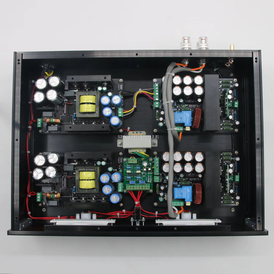 SENGTERBELLE HiFi Class D Leistungsverstärker mit 1000W, IRS2092 + IRFB4227 und Vu Meter, Schwarz - Bild 2