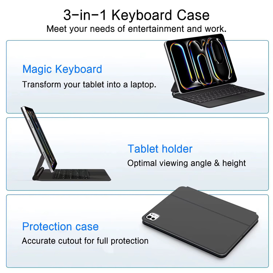 Apple Magic Keyboard für iPad Pro 11 Zoll (2024/2025), Schwarz, mit Hintergrundbeleuchtung und Smart Pogo Pin Direktverbindung - Bild 5