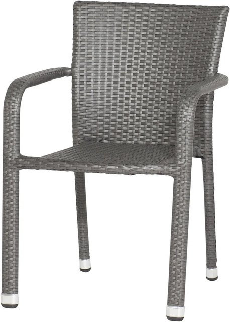 Siena Garden Stapelsessel Minas in Grau mit Kunststoffgeflecht, B/T/H: 60 x 56 x 83 cm - Bild 1