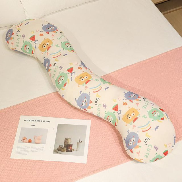 Binchi Fitness Kühlendes Eis-Seiden-Beinkissen mit Cartoon-Druck, atmungsaktives gebogenes Körperkissen für Sommer, Mehrfarbig, Länge: 70 cm - Bild 1