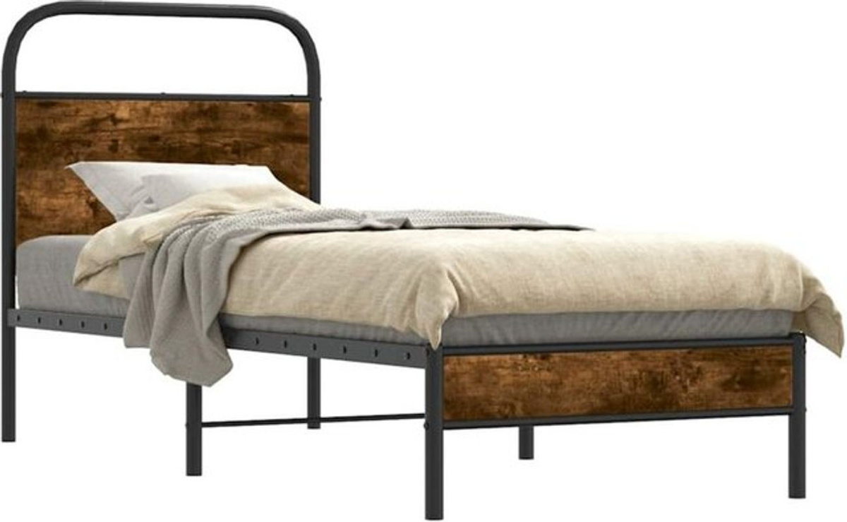 vidaxl Metallbett aus Holzwerkstoff und Stahl in Braun, B/H: 75 x 190 cm - Bild 1