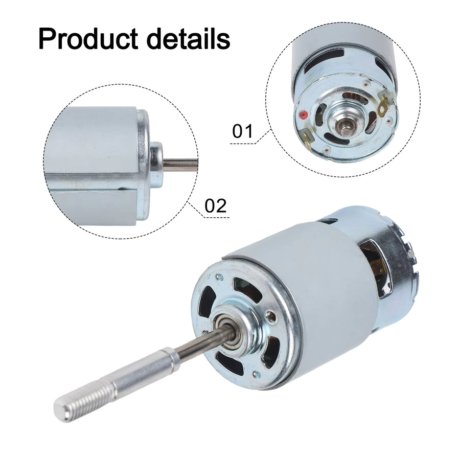 VIBRATITE DC 12V Lithium Elektrischer 775 Gebürsteter Motor mit Langer Welle für Elektrische Ventilatoren und Elektrowerkzeuge - Bild 1