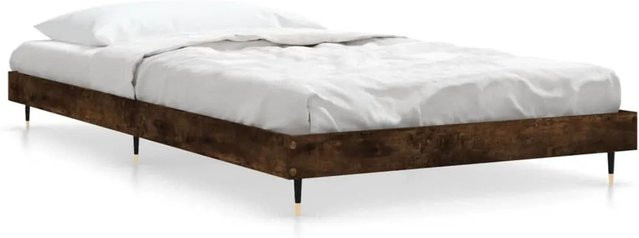 vidaXL Bettgestell aus Holzwerkstoff und Metall in Räuchereiche, B/T/H: 90 x 193 x 20 cm - Bild 1