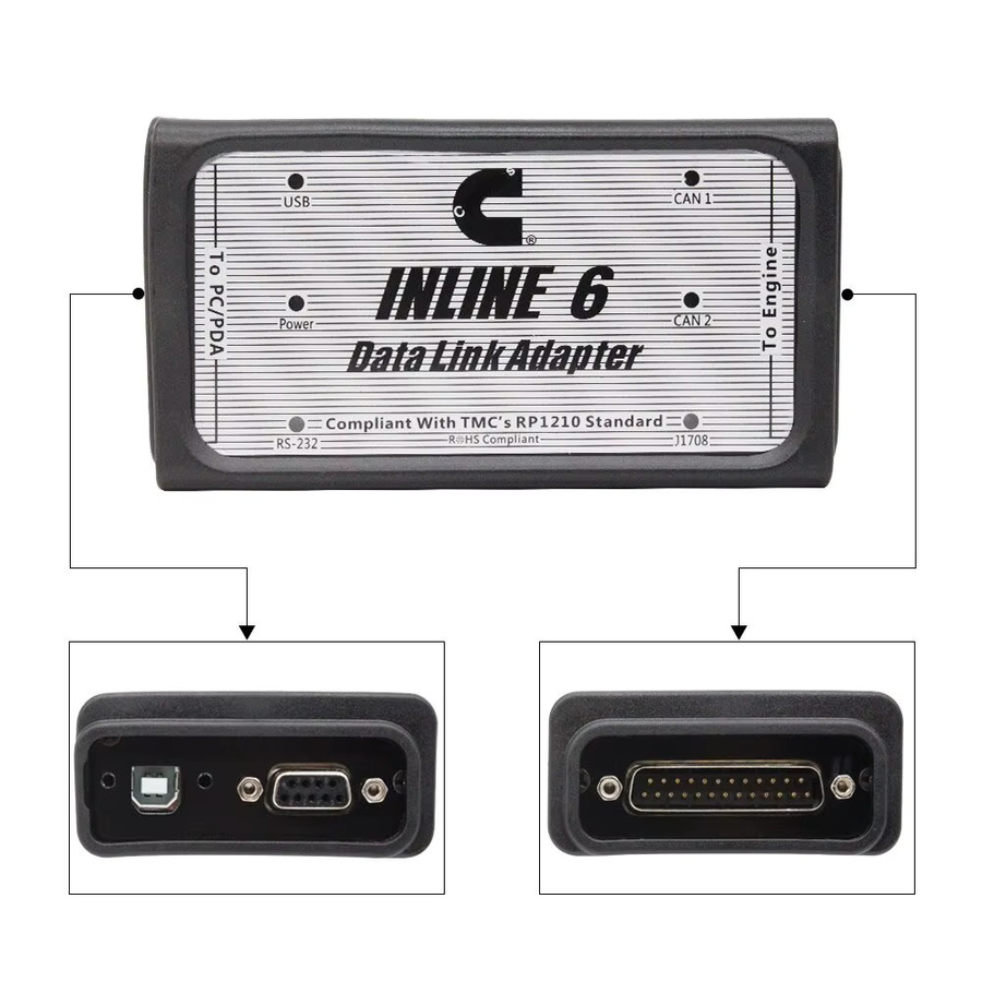 YIQIXIN Diagnosetool für INLINE 6 V8.7 V7.62 Heavy Duty Truck Kabelscanner in Schwarz mit Unterstützung für SAE J1708/J1587 und J1939/CAN OBD2 - Bild 2