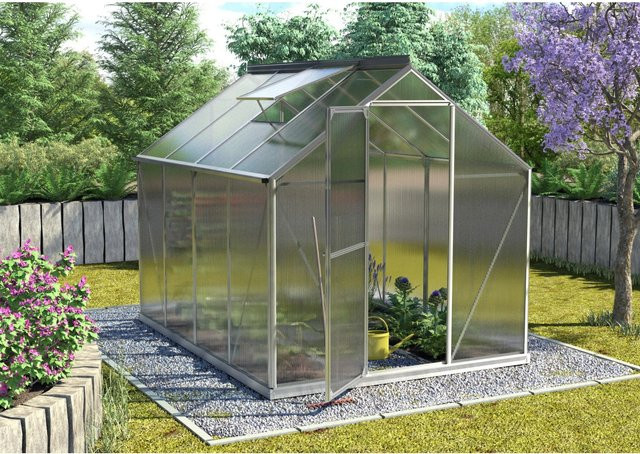 Vitavia Gewächshaus Triton 5000 HKP in Schwarz mit Polycarbonat-Verglasung, Stahlfundamentrahmen, Dachfenster und Regenrinnen - Bild 1
