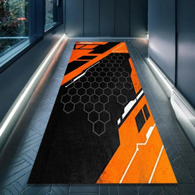 VIKAMA Motorrad-Teppich in Orange, rutschfeste Parkmatte im sportlichen geometrischen Design, B/T: 120 x 40 cm - Bild 1