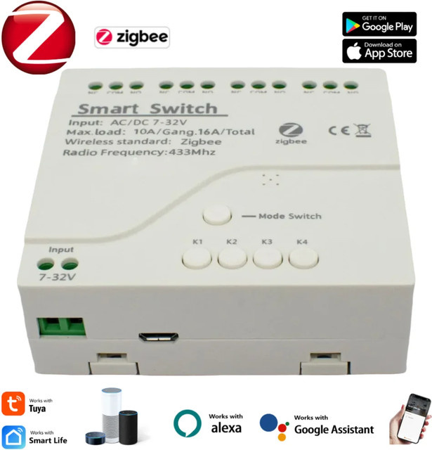 Scimagic-RC Zigbee Smart Relais-Schaltmodul in Weiß mit Fernbedienung und App-Steuerung, kompatibel mit Amazon Alexa - Bild 1