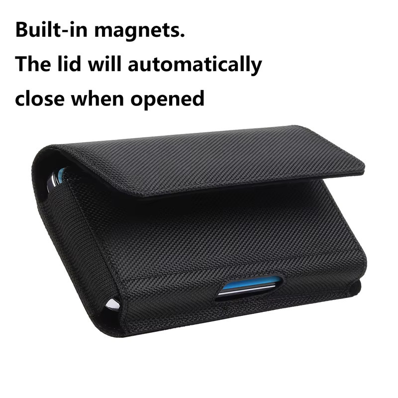 Multifunktions Handy Holster aus Nylon mit Gürtelclip für Smartphones von 5,2 bis 7,0 Zoll in Schwarz - Bild 2