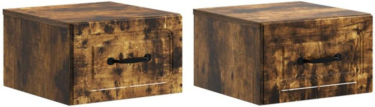 Set aus 2 wandmontierten Nachttischen von vidaXL in modernem Industrial-Design aus Holzwerkstoff, Farbe Braun/Grau - Bild 1