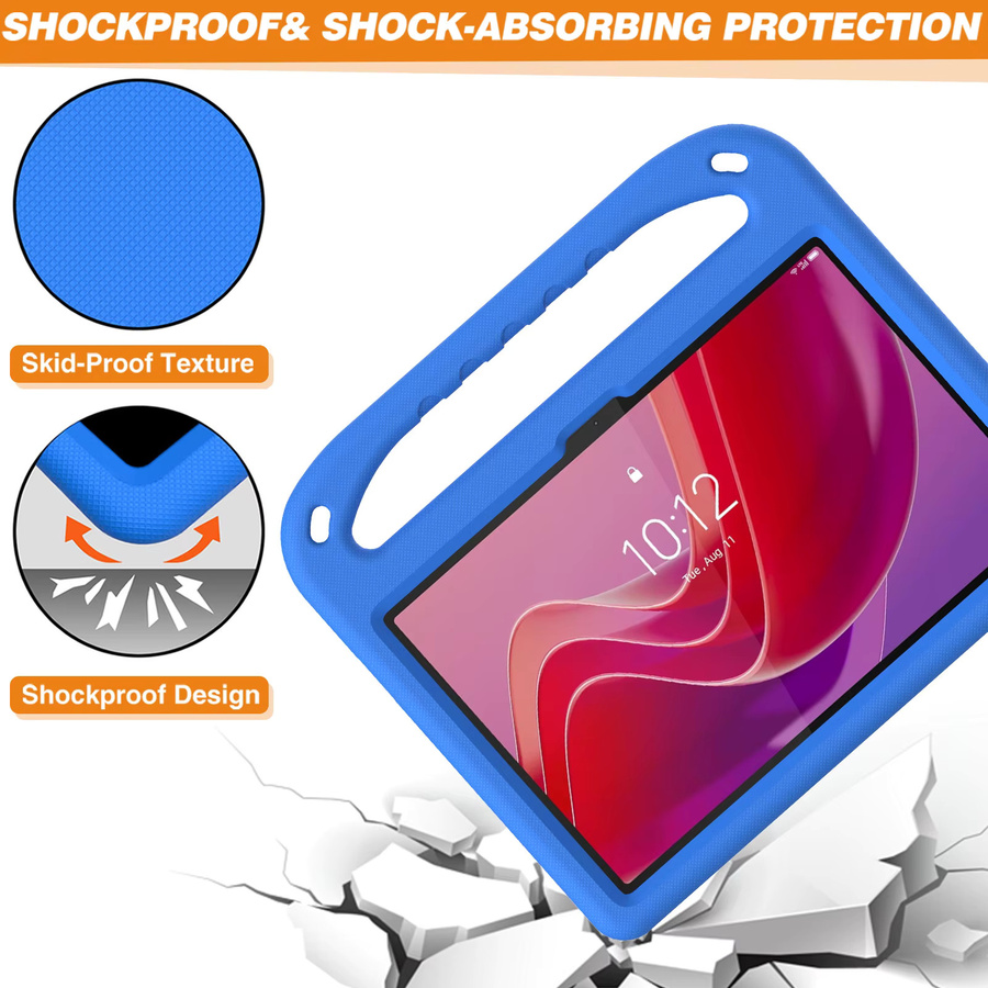 Stoßfeste Kinder Hülle für Lenovo Tab 2025 TB-311FU K10 2. mit Cartoon Motiv und EVA Griff in Blau - Bild 5