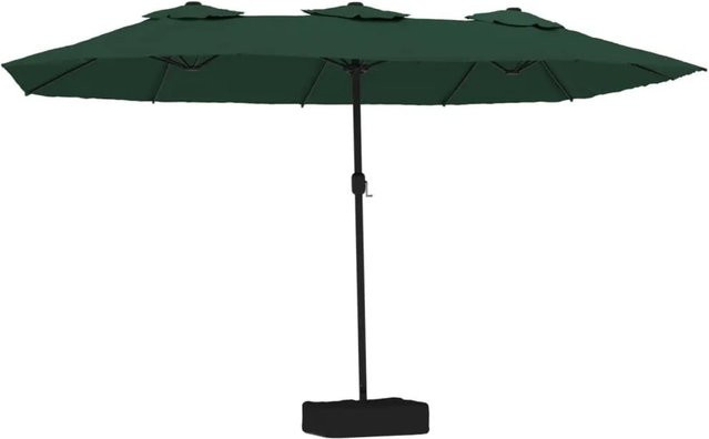 vidaXL Doppelsonnenschirm Grün aus Polyester und Eisen, B/T/H: 449 x 265 x 245 cm - Bild 1