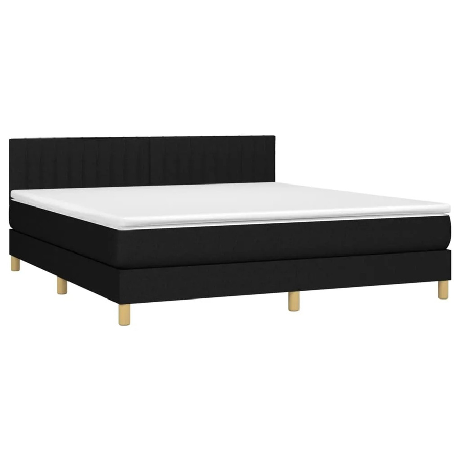 vidaXL Boxspringbett mit Matratze in Schwarz, Hybrid-Bett mit LED-Unterbettbeleuchtung und USB-Anschluss, B/T/H: 180 x 200 x 78 cm - Bild 2