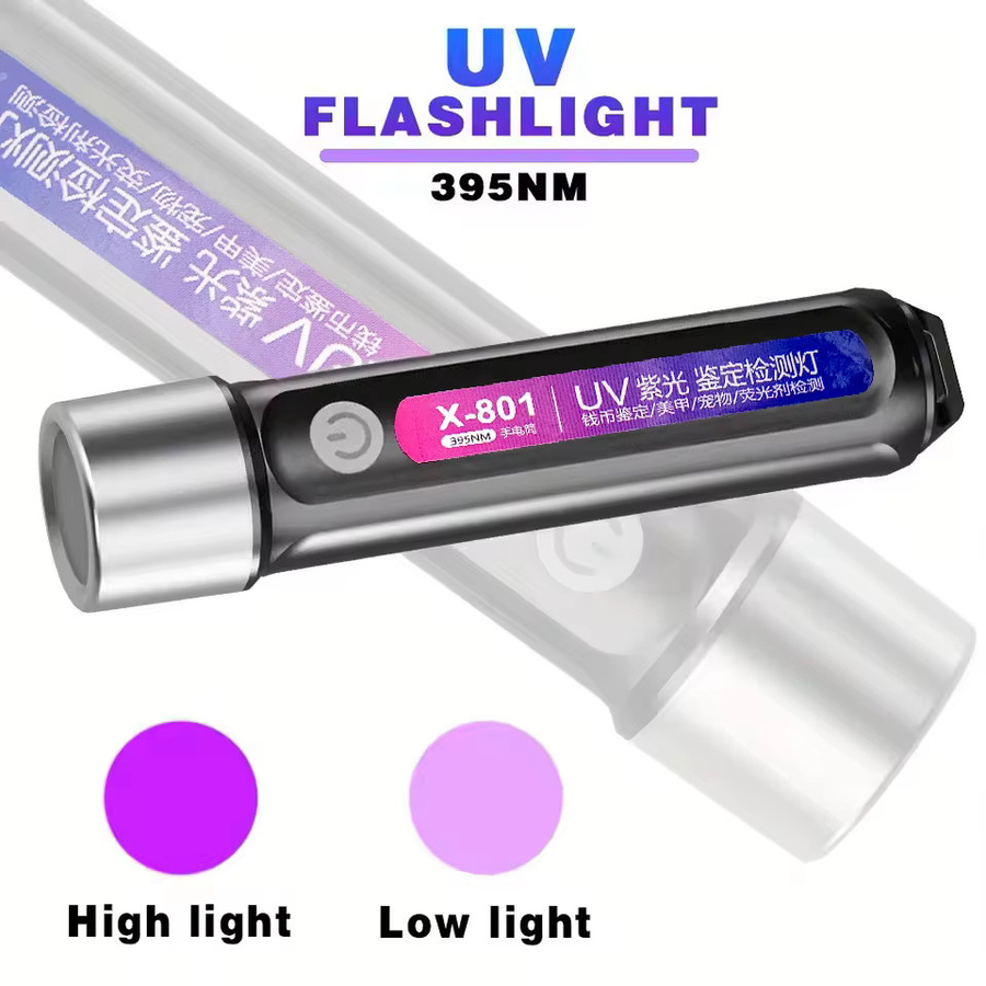 ESMARTER UV-Taschenlampe 365/395 nm in Violett, wiederaufladbare Mini-UV-Lampe für Inspektionen und Markierungen - Bild 5