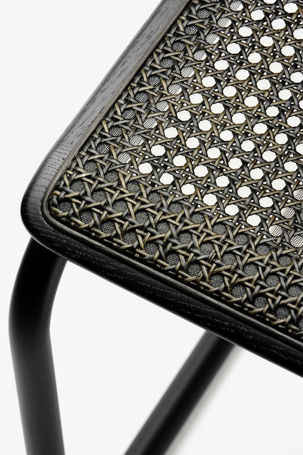Thonet S 32 V Freischwinger mit Rohrgeflecht in Dark Melange und verchromtem Stahlrohr - Bild 2