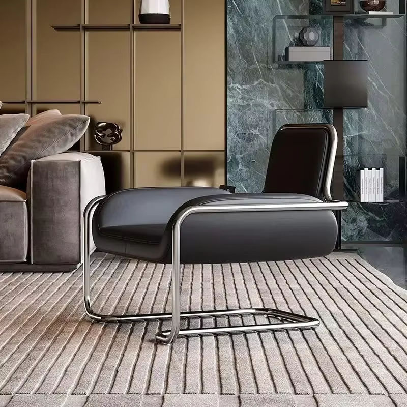 LISM Wohnzimmer Stuhl im Nordic Design mit Metallgestell und Kunstleder in Schwarz - Bild 2