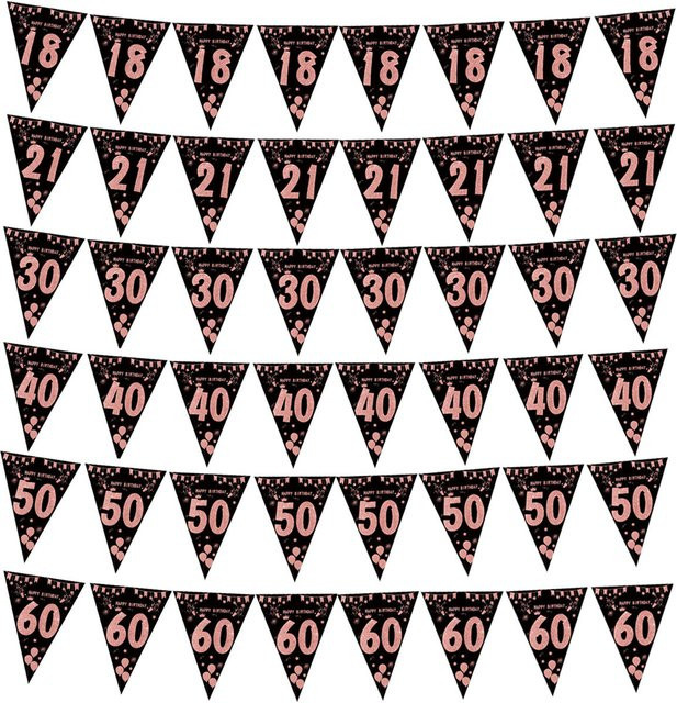 KUKUZHU Geburtstag Banner Streamer Dekoration in Roségold für Erwachsene - Bild 1