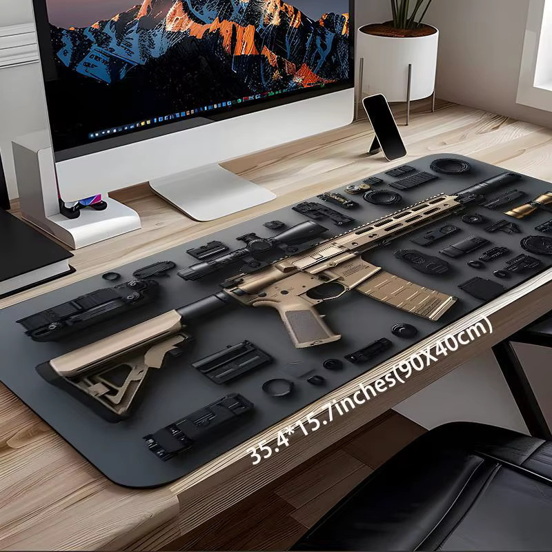 CIFbuy Gaming Mauspad mit taktischem Gewehr- und Waffen-Design in Schwarz - Bild 5