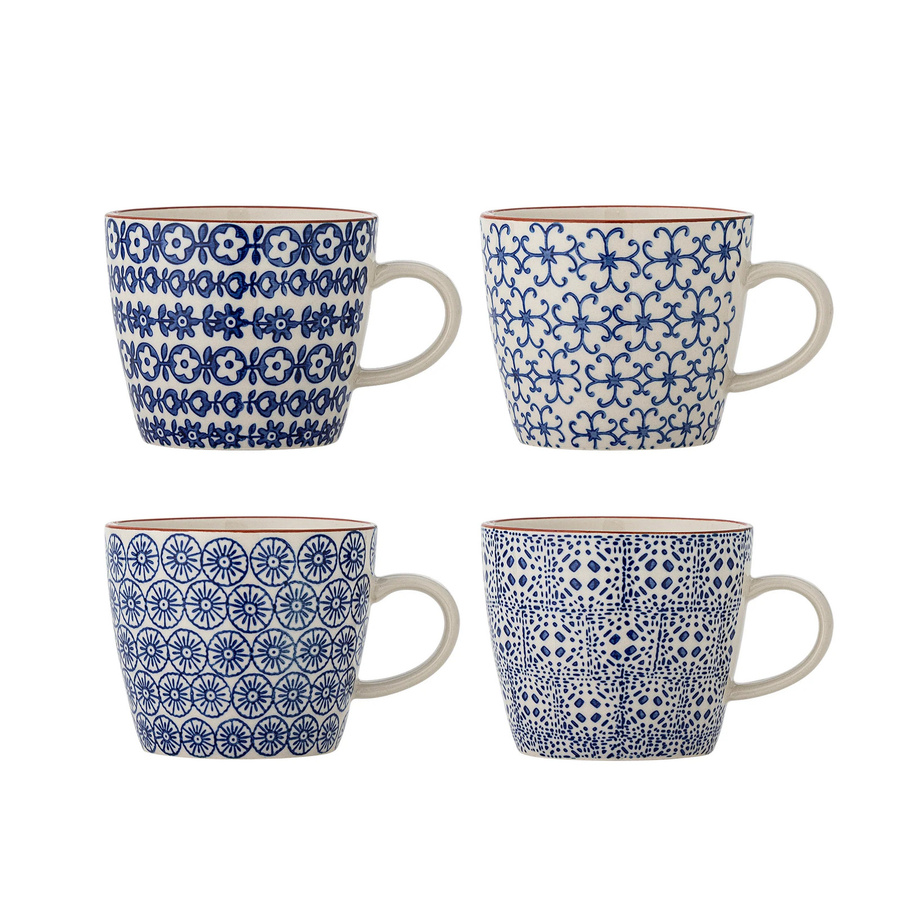 Bloomingville Tassenset Karine aus blauem Steingut, 4 Stück - Bild 1