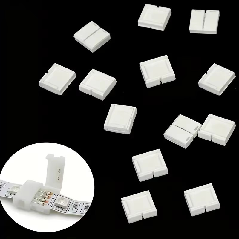 MJJC 10 Stück 4-polige 10 mm LED-Streifen Stecker für RGB-Streifenlichter, lötfreie Streifen-zu-Streifen-Anschlüsse in Weiß - Bild 5