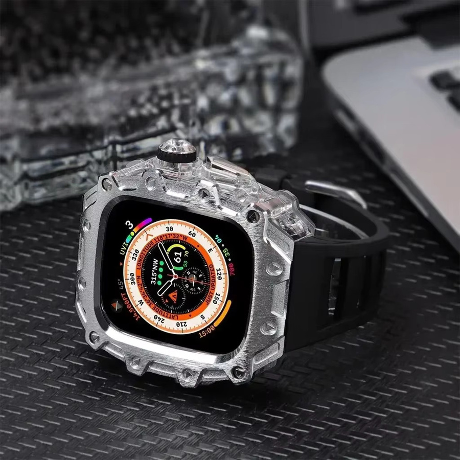 FancyWrist Modifikationskit für Apple Watch Ultra, Edelstahl, Silber, Kristall - Bild 3
