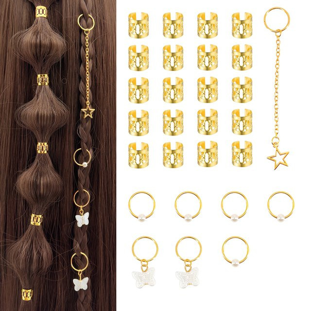 Haarringe, Haar Charms, Silber, Gold, Perle, Unisex - Bild 1