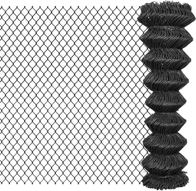 vidaXL Maschendrahtzaun aus Stahl mit PVC-Beschichtung, Grau, B: 15 m, H: 1,5 m - Bild 1