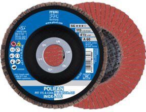 PFERD TOOLS POLIFAN Fächerscheibe PFF A-COOL 60 für Edelstahl und Aluminium, Durchmesser: 115 mm, Bohrung: 22,23 mm - Bild 1