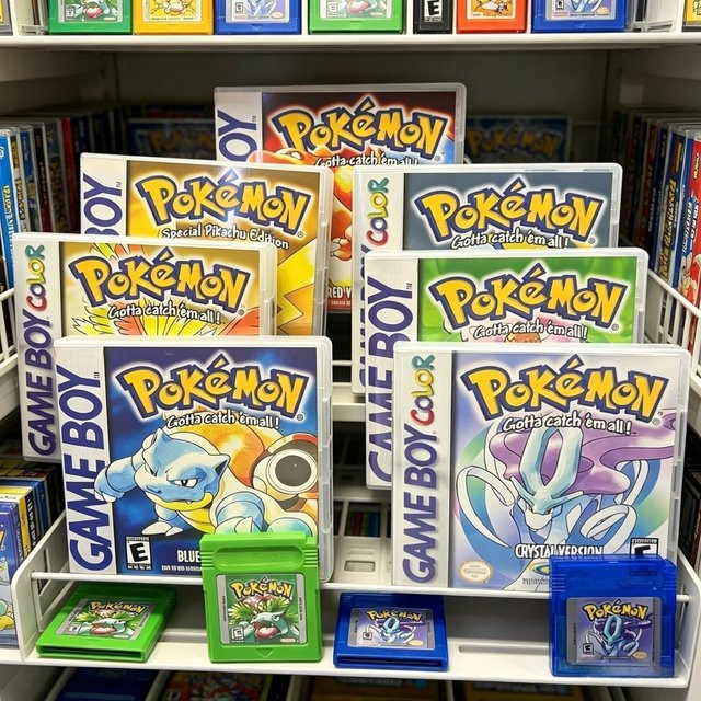 Pokemon-Serie Kristall Gold Blau Grün Rot Silber Gelb, Videospiel für GBC - Bild 1