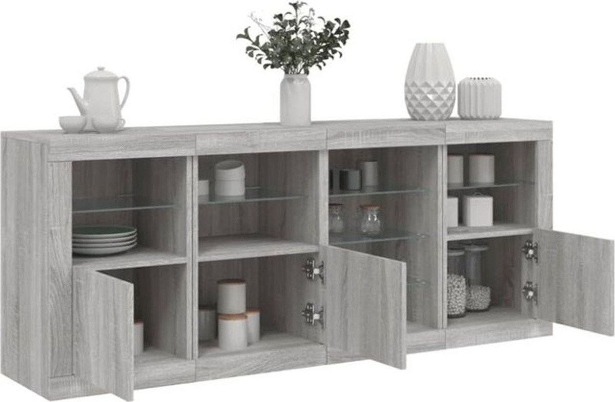 Modernes Sideboard mit LED-Leuchten von Vidaxl in Grau, B/T/H: 164 x 37 x 67 cm - Bild 1