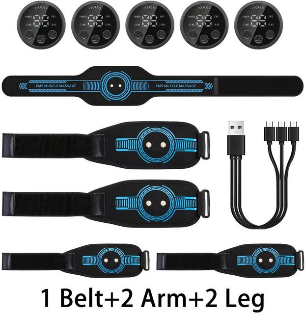 emsa EMS Gürtel Massage Set Bauchmuskel Fitnessgerät zur Ganzkörper-Muskelstimulation in Schwarz - Bild 1
