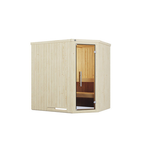 Weka Elementsauna Varberg 1 BioS in Braun mit 7,5 kW Sparset und Glastür, B/H/T: 194 x 199 x 144 cm - Bild 3