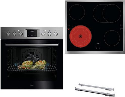 AEG HS50XT2 Herdset aus Glaskeramik und Backofen in Edelstahl/Schwarz mit Heißluft, Grill und Dampfunterstützung - Bild 1
