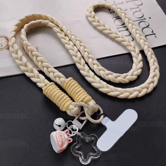 DOLANBIA Handy Lanyard Crossbody Kette mit Cartoon Anhänger in Beige - Bild 1