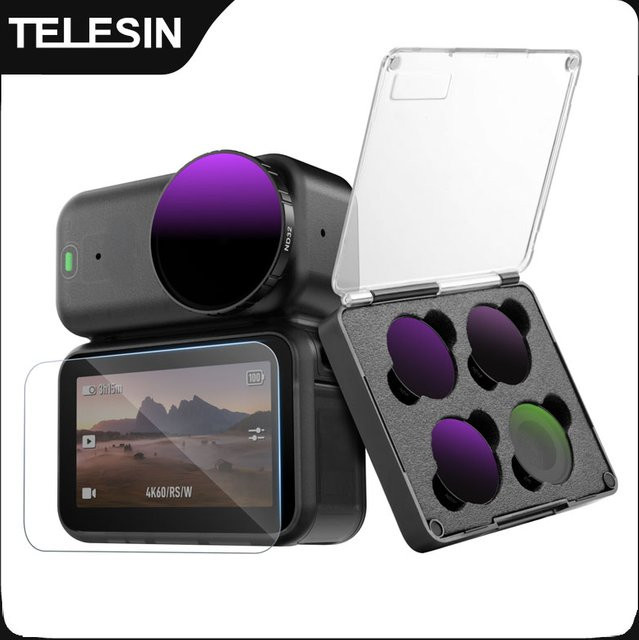 TELESIN Schnellwechsel-Objektivfilter-Set mit CPL ND8 ND16 ND32 UV und Diffusionsfilter in Schwarz für DJI OSMO Nano - Bild 1