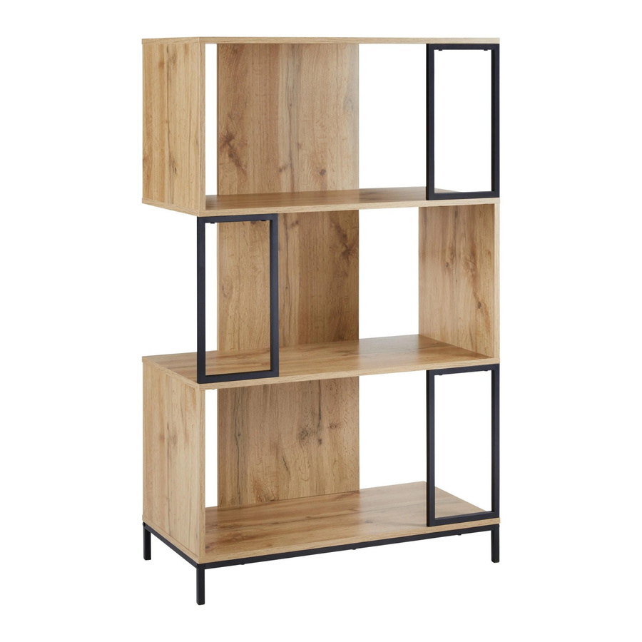 Bessagi Home Regal Geny im Industrial Design aus MDF und Metall, Eichefarben/Schwarz, B: 40,0 cm, H: 136,0 cm, T: 3,0 cm - Bild 2