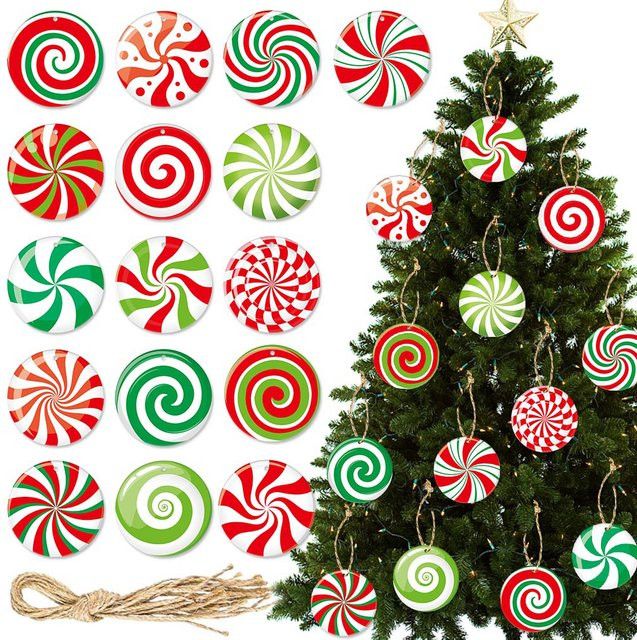 Runtowo Weihnachtsmann Papier-Anhänger für Weihnachtsdekoration, Multicolor, Rund mit Aufhängung - Bild 1