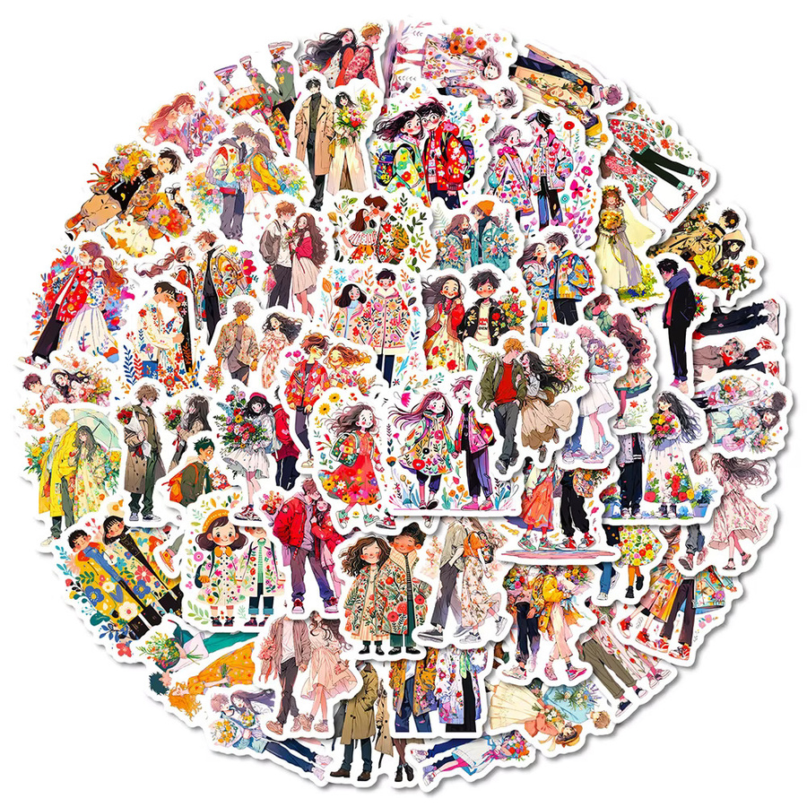 Kawaii Anime Paare Aufkleber, Cartoon Liebhaber, Bunt / Mehrfarbig, Set / Bundle - Bild 2