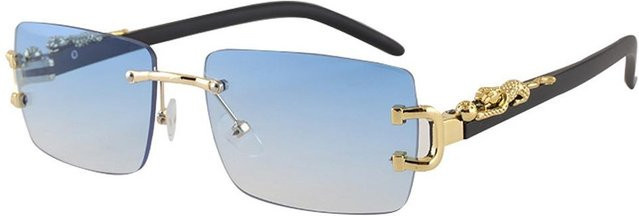 YiRan Sonnenbrille Rechteckig, randlos, Unisex, grey, blue - Bild 1