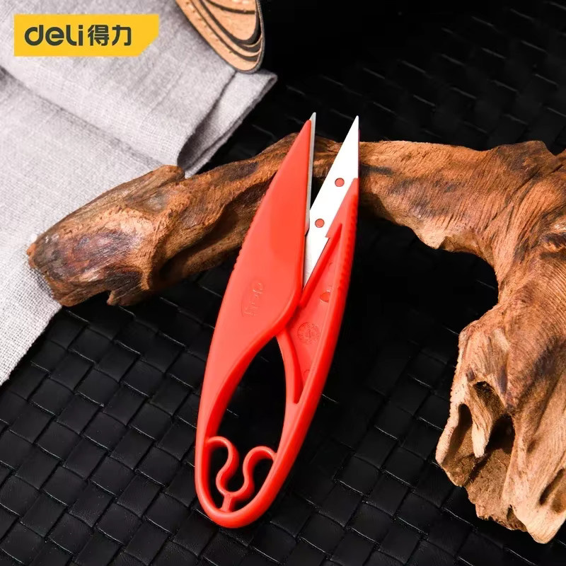 Deli Präzisions-Nähschere aus Edelstahl in Rot mit austauschbarer zweischneidiger Klinge, 11 cm - Bild 2