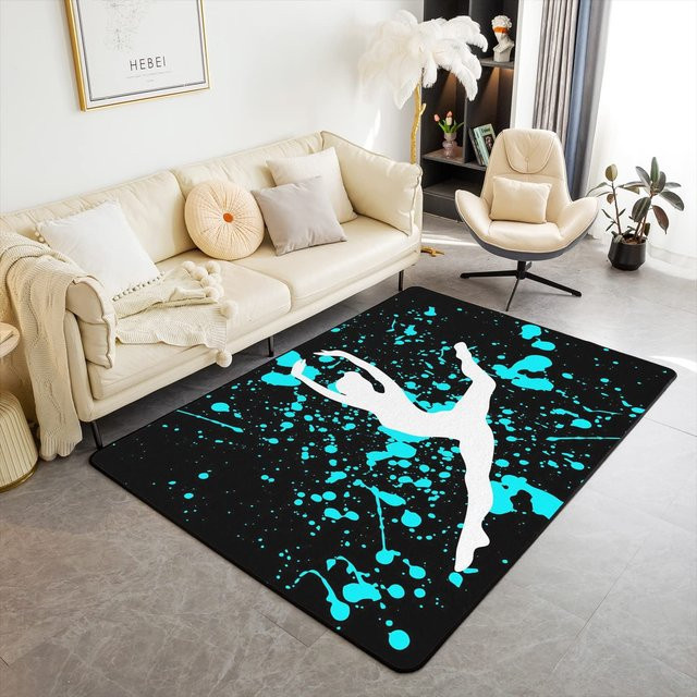 Karpetti Gymnastikmädchen Teppich mit Ballett-Motiv für Wohnzimmer und Schlafzimmer, Schwarz, B/T: 80 x 50 cm - Bild 1