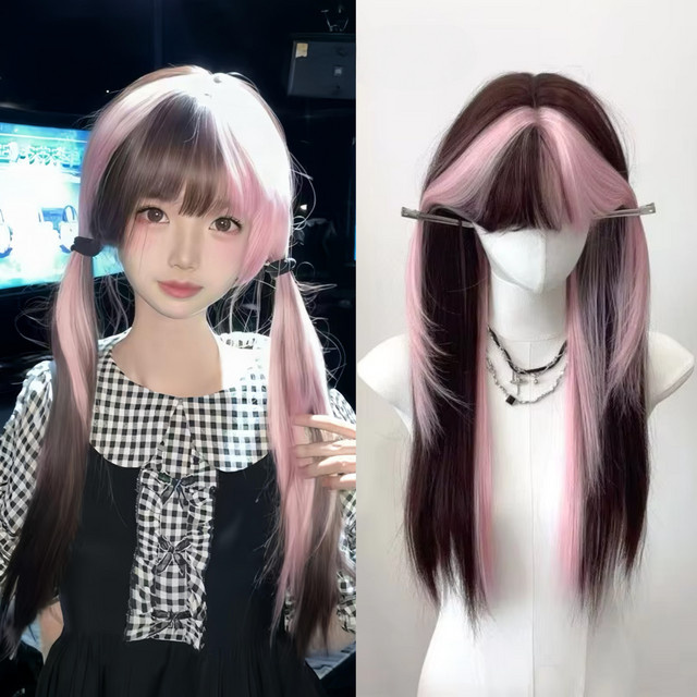 Ashely wigs Perücke, Ombre Pink-Braun, mit Pony, Damen - Bild 1