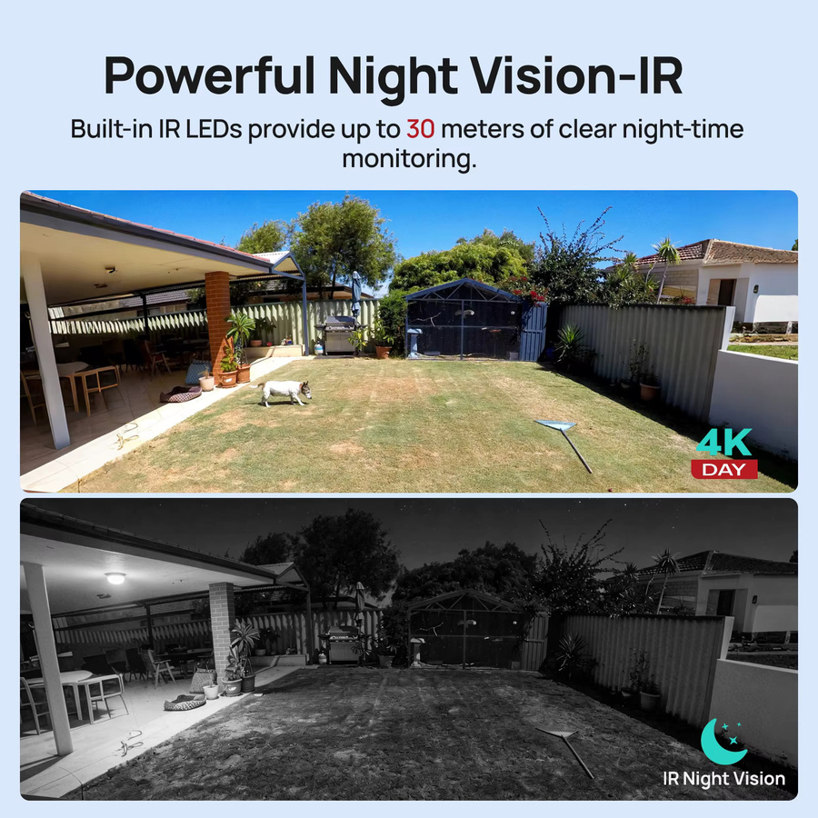 VIKYLIN 8MP IP-Außenkamera mit IR-Licht, PoE, H.265, Weitwinkel 2,8 mm und KI-basierter humanoider Erkennung in Weiß - Bild 3